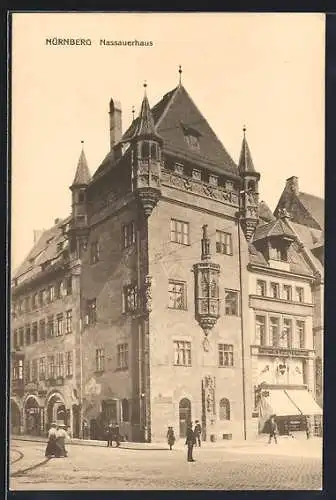 AK Nürnberg, Nassauerhaus mit Strassenpartie