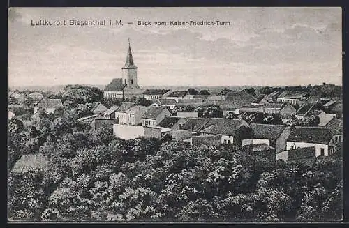 AK Biesenthal i. M., Blick vom Kaiser-Friedrich-Turm auf den Ort