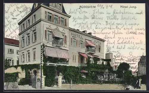 AK Rüdesheim / Rhein, Hotel Jung