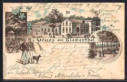 Lithographie Blumenthal / Hannover, Heidmanns Hotel, Inh. H. L. B. van Ingen