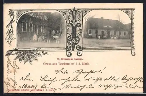 AK Teschendorf / Mark, Gasthaus v. W. Bergmann