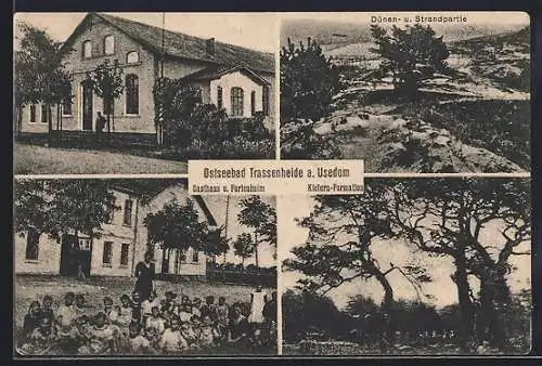 AK Trassenheide a. Usedom, Gasthaus u. Ferienheim, Dünen- und Strandpartie