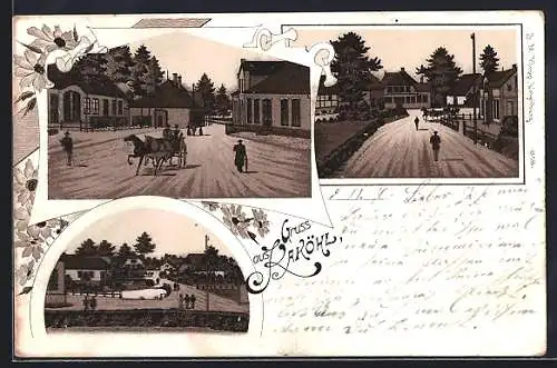 Lithographie Kaköhl, Ortsansicht, Strassenpartie