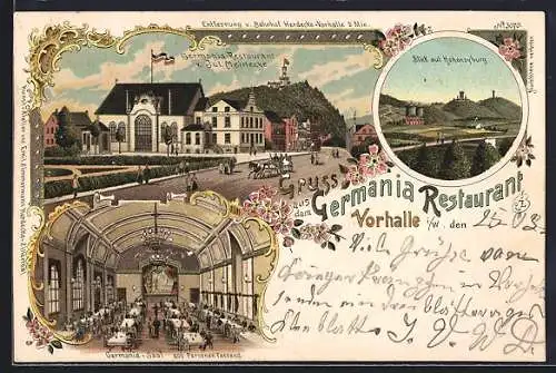 Lithographie Vorhalle i. W., Restaurant Germania, Hoyensburg