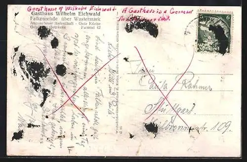 AK Falkenrehde über Wustermark, Gasthaus Wilhelm Eichwald, n