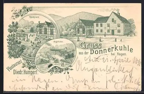Lithographie Hagen / Westfalen, Restaurant Donnerkuhle v. Diedr. Humpert