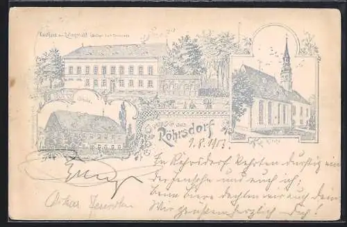 Lithographie Röhrsdorf / Chemnitz, Gasthaus zum Lehngericht, Bes. Carl Thriemer