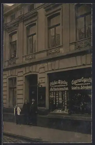 Foto-AK Mülheim a. Rhein, Geschäft von Ph. Rettig, Friseur und Lager