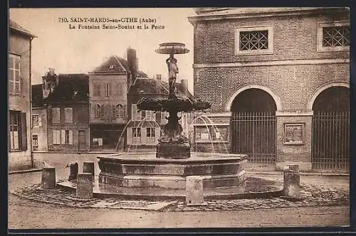 AK Saint-Mards-en-Othe, La Fontaine Saint-Bouin et la Poste