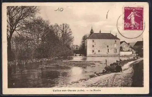 AK Celles-sur-Ource, Le Moulin et la rivière en hiver