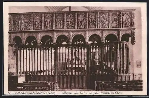AK Villemaur-sur-Vanne, L`Église côté nef, Le Jubé, Passion du Christ