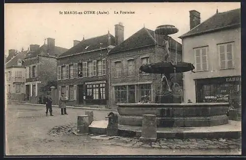 AK St Mards-en-Othe, La Fontaine et bâtiments environnants