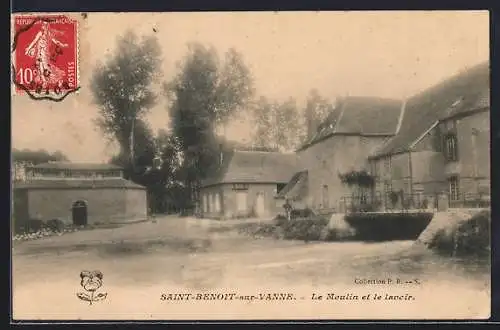 AK Saint-Benoît-sur-Vanne, Le Moulin et le lavoir