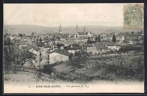 AK Bar-sur-Aube, Vue générale du village et des collines environnantes