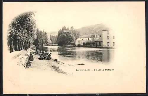 AK Bar-sur-Aube, L`Aube et les lavoirs près de Mathaux