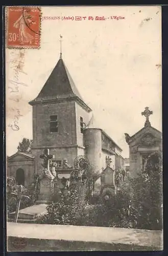 AK Jessains, L`Église et le cimetière avec tombes anciennes