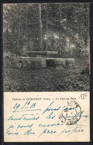 AK Géraudot, Un Coin du Parc au Château de Géraudot, Aube