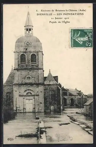 AK Dienville, Les Inondations, Facade de l`Église, 21 Janvier 1910
