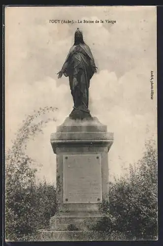 AK Pouy, La Statue de la Vierge