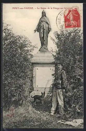 AK Pouy-sur-Vanne, La Statue de la Vierge sur la colline