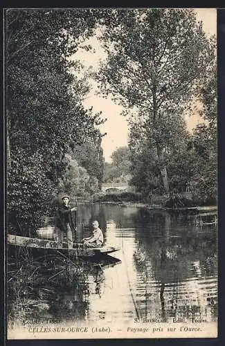 AK Celles-sur-Ource, Paysage pris sur l`Ource