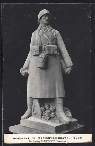 AK Marigny-le-Châtel, Monument aux morts par Henry Martinet, statuaire