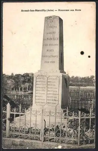 AK Avant-lès-Marcilly, Monument aux Morts de la Première Guerre mondiale
