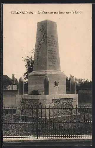 AK Vulaines, Le Monument aux Morts pour la Patrie