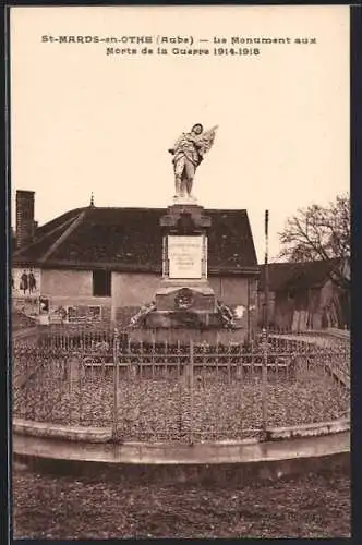 AK St-Mards-en-Othe, Le Monument aux Morts de la Guerre 1914-1918