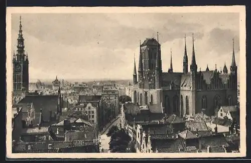 AK Danzig / Gdansk, Rathaus & Marienkirche