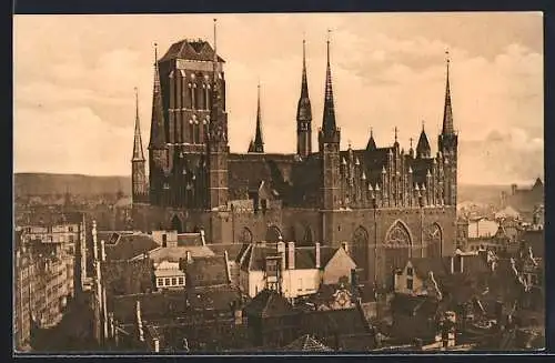 AK Danzig, Blick auf die Marienkirche