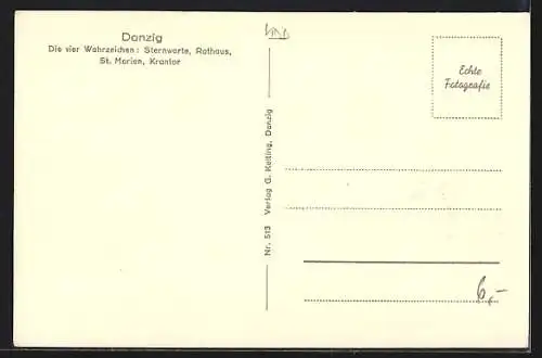 AK Danzig / Gdansk, Krantor, St. Marien und Sternwarte
