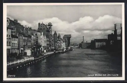 AK Danzig, Lange Brücke mit Sternwarte