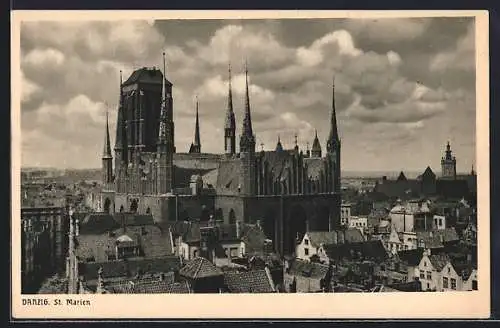 AK Danzig / Gdansk, Blick auf St. Marien
