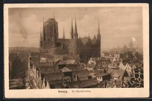 AK Danzig, Blick auf die St. Marienkirche