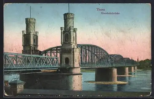 AK Thorn / Torun, Blick zur Eisenbahnbrücke