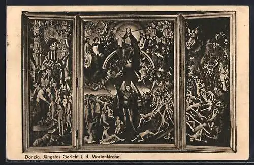 AK Danzig, Triptichon Jüngstes Gericht i. d. Marienkirche