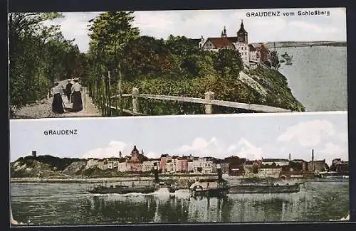 AK Graudenz, Der Ort vom Schlossberg aus gesehen