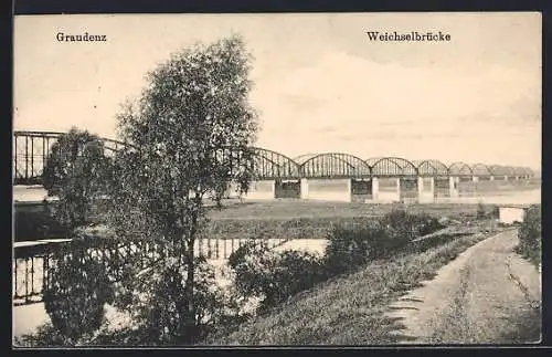 AK Graudenz, Blick auf die Weichselbrücke
