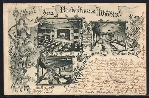 AK Dresden, Gasthaus Wettiner Säle in der Friedrichstrasse 12
