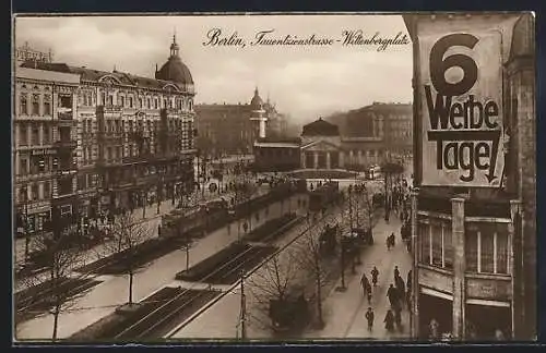 AK Berlin-Schöneberg, Tauentzienstrasse-Wittenbergplatz mit Strassenbahnen