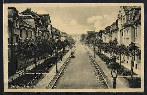 AK Duisburg-Neudorf, Blick in die Straubstrasse, 