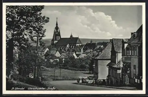AK St. Wendel, Blick von der Werschweiler-Strasse zur Kirche