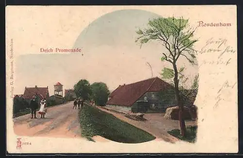 AK Nordenham, Blick auf die Deich Promenade
