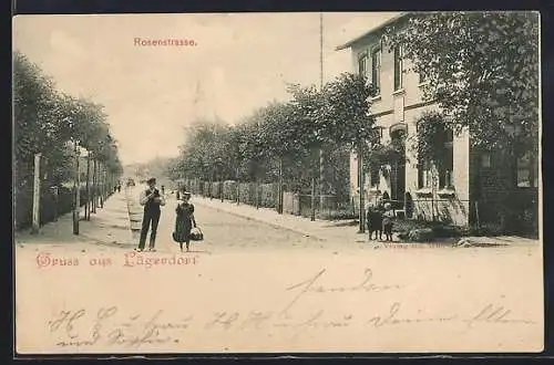 AK Lägerdorf, Rosenstrasse mit Kindern