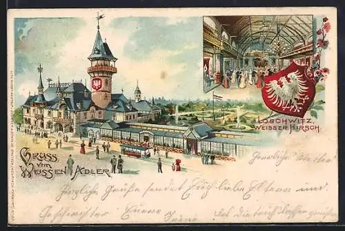 Lithographie Dresden-Weisser Hirsch, Gasthaus Weisser Adler, Innenansicht