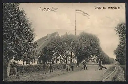 AK Unterstedt, Gasthaus Zu den zwei Linden Theod. Schmidt