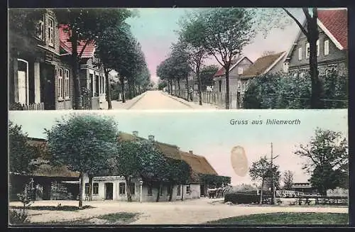 AK Ihlienworth, Gasthaus von Heinrich Kopf, Strassenpartie