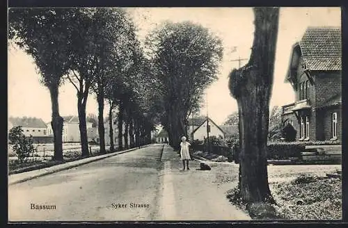 AK Bassum, Syker Strasse mit Anwohnerin