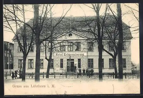 AK Lübtheen i. M., Hotel Erbgrossherzog mit Strassenpartie